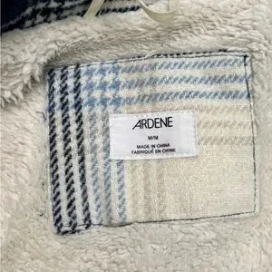 Ardene Jackets Coats Ardene Plaid Shacket In Blue And Cream